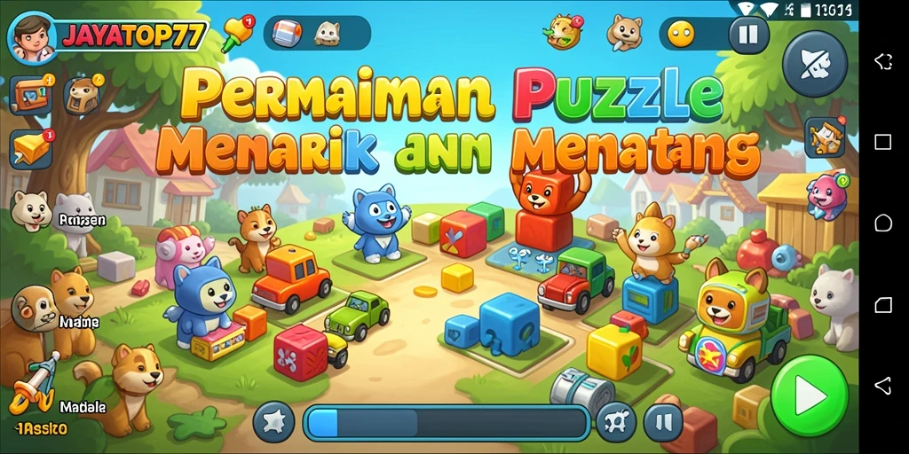 Screenshot utama JAYATOP77 menampilkan gameplay seru dalam menyelesaikan puzzle.