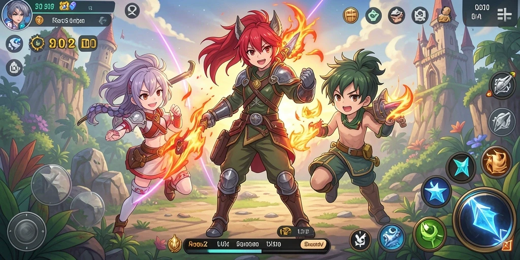 Tampilan gameplay V21 yang penuh aksi dan karakter Anime menawan.