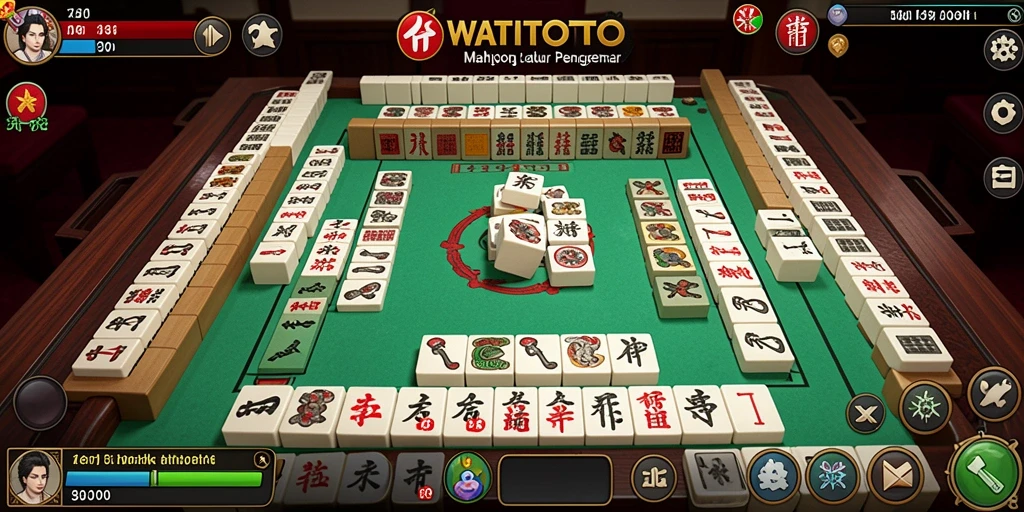 Tampilan gameplay WATITOTO dengan desain level Mahjong yang memukau.