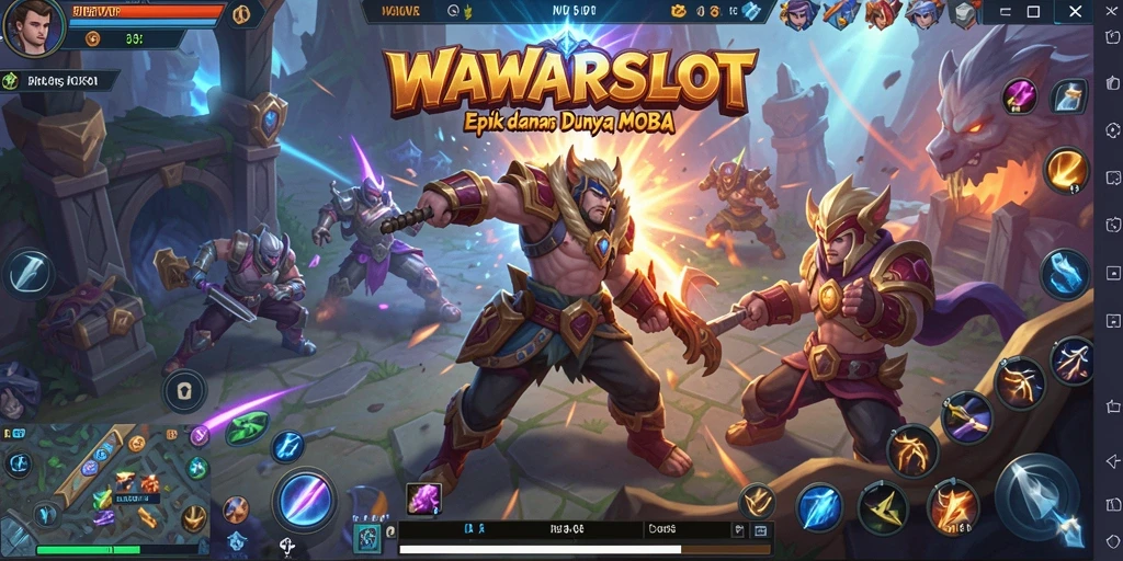 Tampilan seru aksi pertarungan di WAWARSLOT dengan karakter heroik.